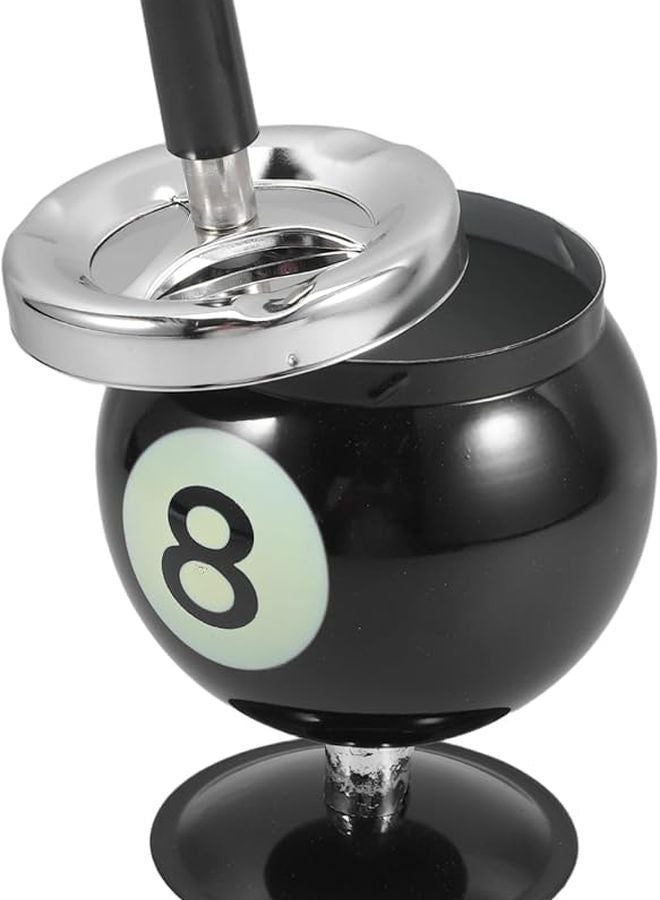 Black Metal Ashtray with Lid Retro Design Office Smoking Tray for Tabletop - Image 1